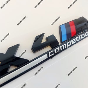 BMW X4M Competition Emblem, Schwarz Glänzend Neuware in Folie, Schriftzug.....passend für alle X4 Modelle