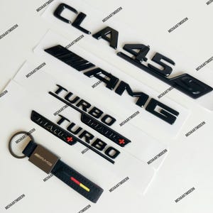 CLA45s All Black Set for Mercedes Benz, Emblem, Black Glossy New in Foil, Lettering, Badge, Sticker, Turbo 4Matic+ Black CLA 45s