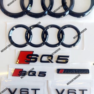 Audi SQ5, Front and Rear Set, Diesel, Petrol, Emblem, Glossy Black, Gloss Black, New Item in Foil, Badges Package, New, Exclusive Pack
