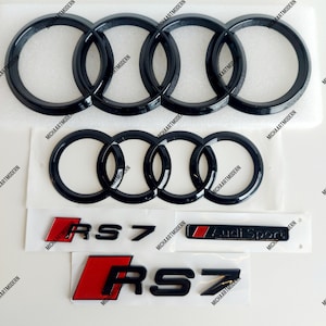 Audi RS7, Front and Rear Set, Quattro, Audi Sport, Emblem, Gloss Black, New in Foil, Lettering, New,