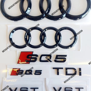 Audi SQ5, Front and Rear Set, Diesel, Petrol, Emblem, Glossy Black, Gloss Black, New Item in Foil, Badges Package, New, Exclusive Pack