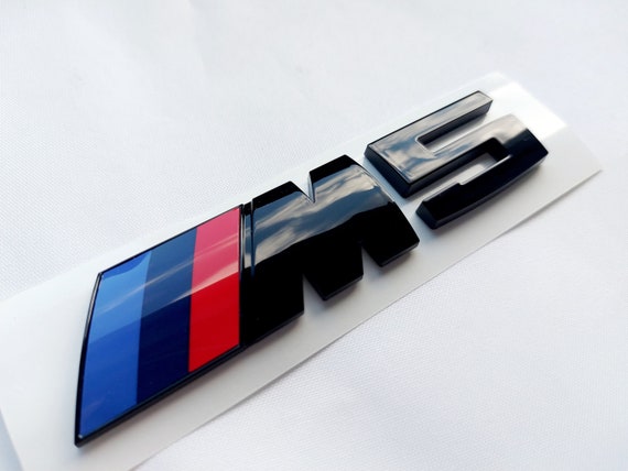 Bmw M5 Emblem Schwarz Glänzend Neuware in Folie, Schriftzug, Badge,  Aufkleber - .de