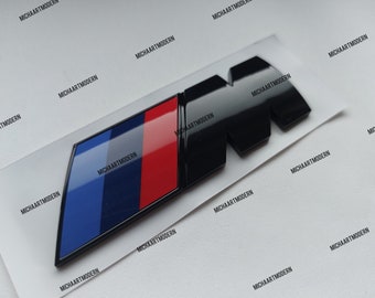 Emblema BMW M nero lucido nuovo in lamina, 90 x 30 mm, adatto per la scritta sul bagagliaio nuovo.....