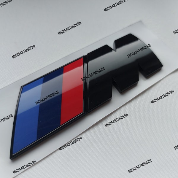 BMW M Emblem Schwarz Glänzend Neuware in Folie, 90x30 mm, passend für den Kofferraum Schriftzug Neu .....