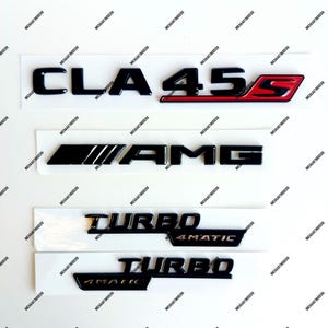 Conjunto CLA45s para Mercedes Benz, emblema, negro brillante, nuevo en lámina, letras, insignia, pegatina, Turbo 4Matic CLA 45s, Clase CLA