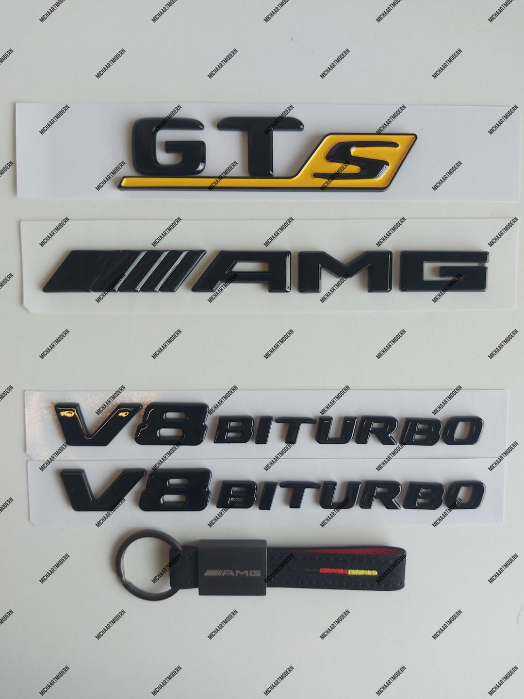 Gts AMG Set for Mercedes Benz, Badge Set, Emblem, Gloss Black, New in ...
