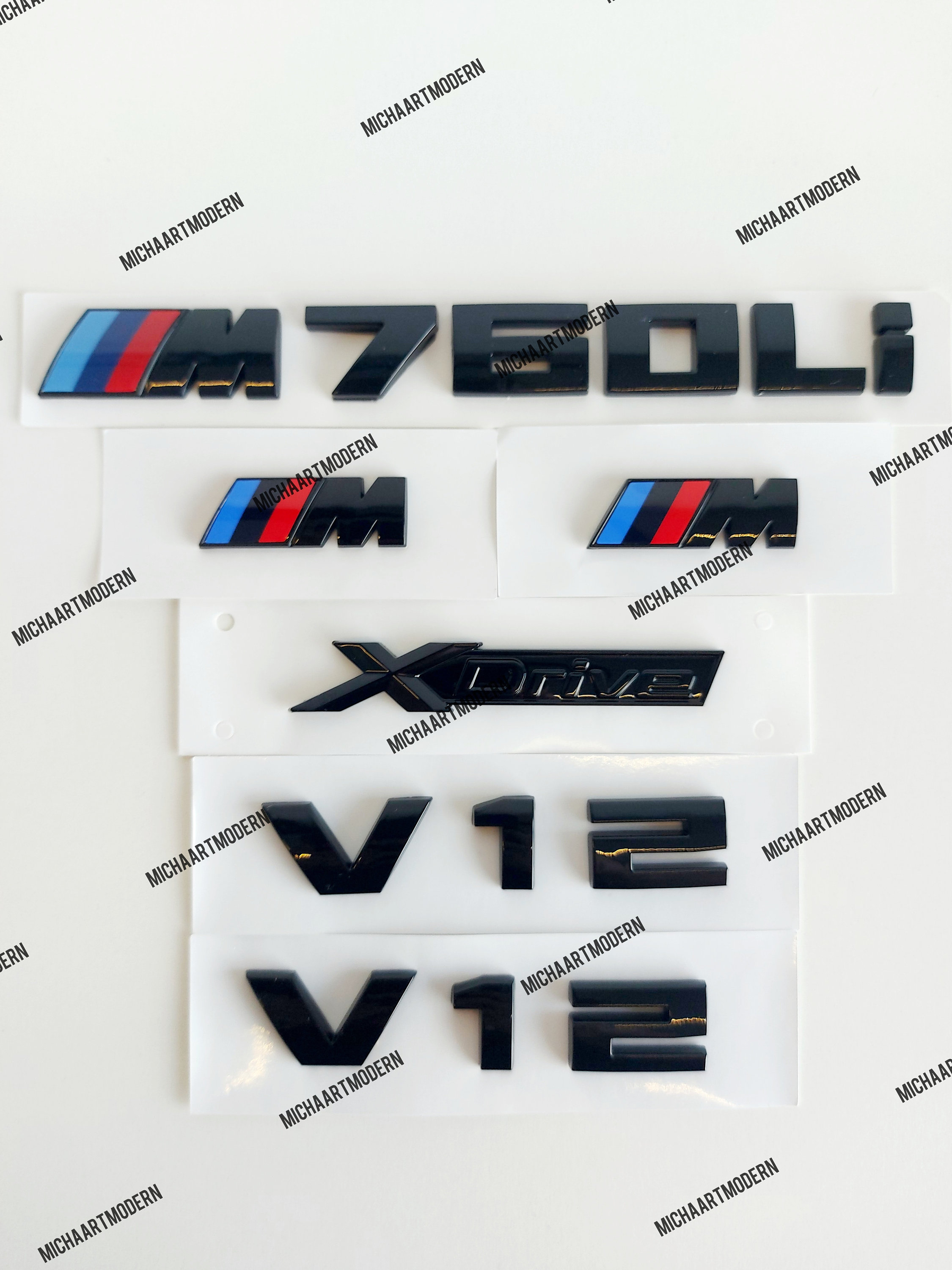 Bmw M760LI Power Set, 2 X V12 Emblem 2x M Emblem for the Fenders 45 X ...