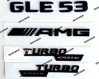 Conjunto GLE53 AMG para Mercedes, emblema, negro brillante, nuevo en lámina, letras, insignia, adhesivo, Turbo 4Matic GLE 53