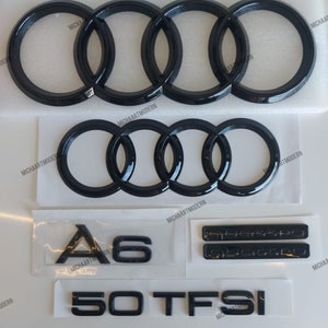 Audi A6 set, 50TFSI emblem, glossy black, gloss black, new in foil, badges package, Quattro, lettering, new, exclusive pack, 45TFSI.