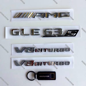 GLE63S Chrome Set for Mercedes-Benz, Emblem, New in Foil, Lettering, Badge, Sticker, Turbo 4Matic GLE63s - GLE 63