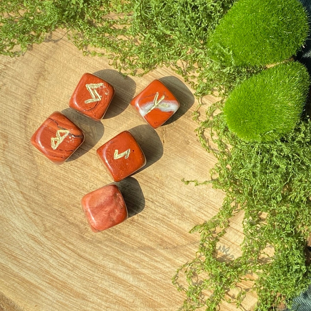 Red Jasper Elder Futhark Crystal Runes Small Dice Set - Etsy