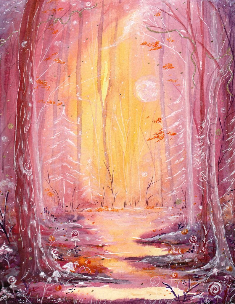 Sugar Plum Woods Art Print Purple Landscape Art Magical Woods Nature Illustration Sugar Plum Fairy Art Magical Forest Art Drawing Illustration Art Collectibles Lifepharmafze Com