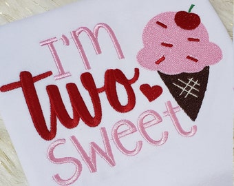 Ice Cream Birthday Shirt, Two Sweet Birthday Shirt, Ice Cream Shirt, Two Sweet Embroidered Shirt, Birthday Personalized Shirt, 2nd Birthday