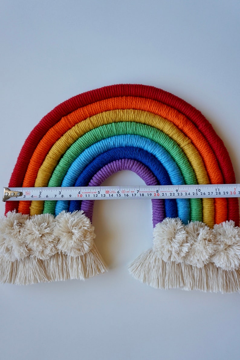Macrame Rainbow With Clouds Rainbow Wall Hanging Rainbow Etsy
