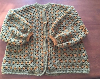 Cardigan quadrato della nonna, maglione fatto a mano all'uncinetto, cappotto oversize, giacca Boho comoda per tutte le stagioni