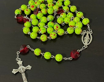 Handmade Christmas Green Rosary