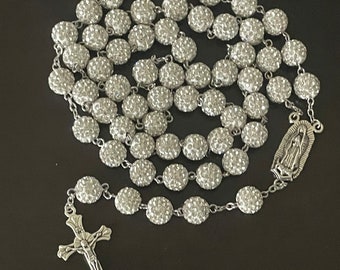 Homemade White Glam Rhinestone Rosary- First communions, Bridal Rosary, Baptism Rosary