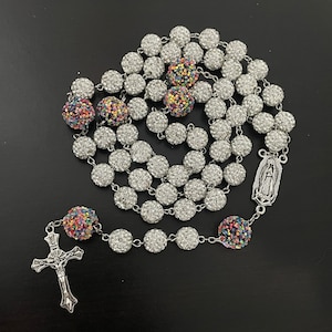 Confetti Glam Rosary- White