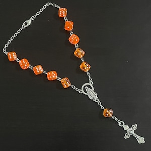 Orange Dice Car Rosary
