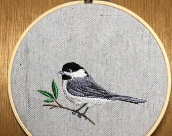 embroidered chickadee sweatshirt