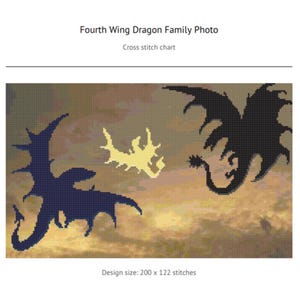Fourth Wing Dragon Family Photo Cross Stitch Pattern!