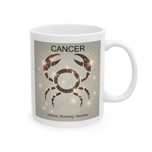 Cancer Zodiac Ceramic Mug - Astrology Lover Gift, Horoscope Mug, Star Sign Coffee Cup, Zodiac Enthusiast, Cosmic Decor Celestial