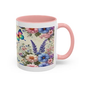 Colorful Floral Butterfly Coffee Mug, Gift for Nature Lovers, Tea Mug, Birthday Present, Mother&#39;s Day