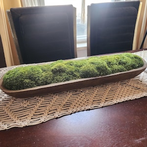 Moss table centerpiece dough bowl | Real no maintenance decor | tablescape natural wood