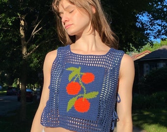 Tangerine Dream Top | CROCHET PATTERN | Summer crochet mesh vest pattern oranges