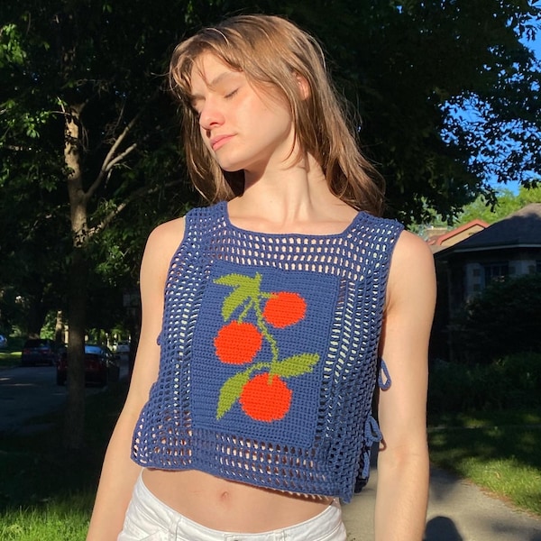 Tangerine Dream Top | CROCHET PATTERN | Summer crochet mesh vest pattern oranges