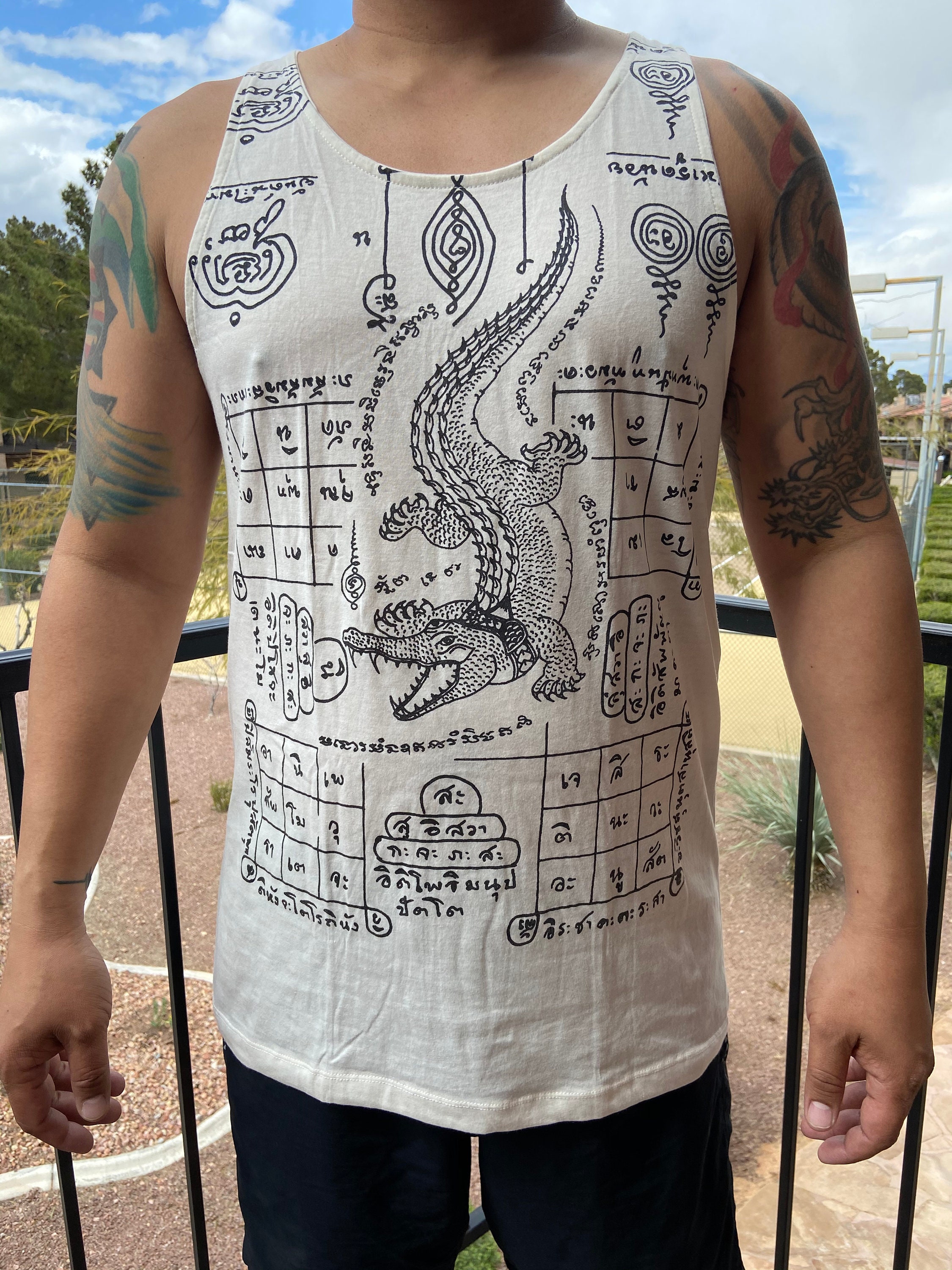 Krokodil Sak Yant Traditionelle Thai Tattoo Yantra 100 Etsy