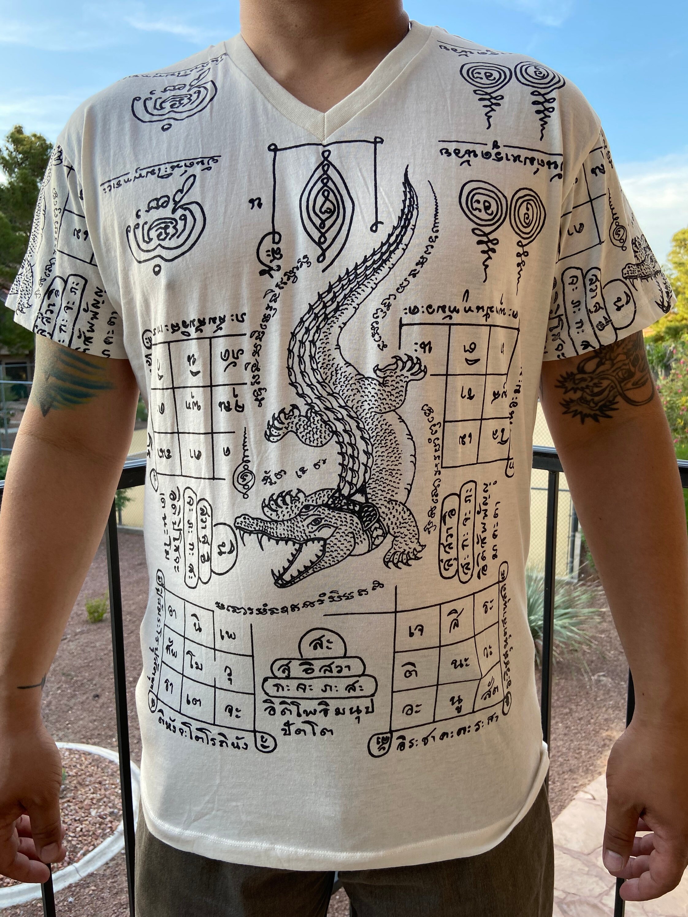 Krokodil Sak Yant Traditionelle Thai Tattoo Yantra 100 Etsy