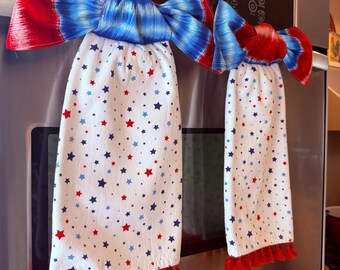 July 4th Oven Door Hanging Kitchen Towel Decor:  Tie On Bow