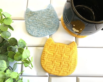 Cat Coasters (Set of 2): Quilted Absorbent Drink Coasters