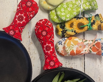 Fitted Skillet Handle Covers (Set of 2): Cast Iron Potholder Set