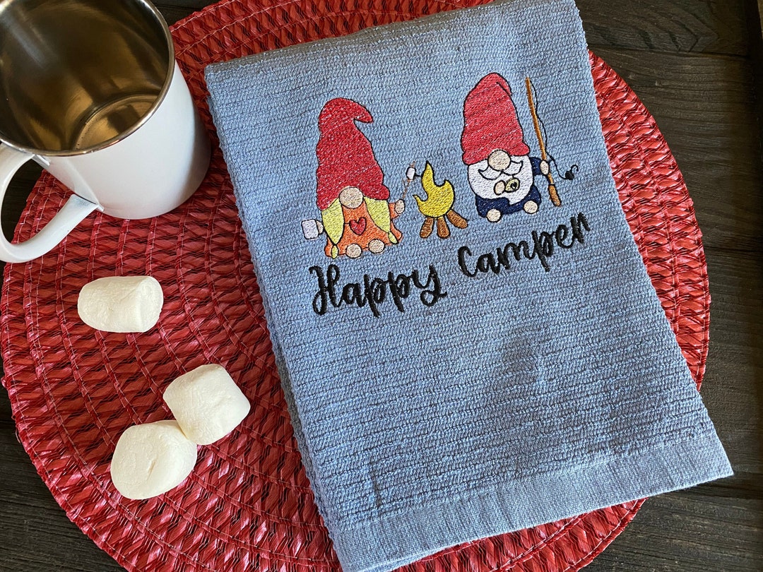 Camping Gnomes Camping Dish Towels Camper Dish Towels Etsy