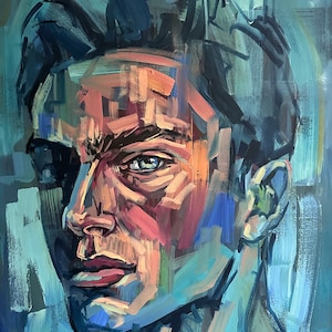 Portrait painting, handsome man, male artwork, young male model