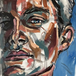 Young man, male portrait, handsome boy painting