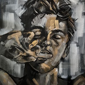 Male portrait painting, handsome young man