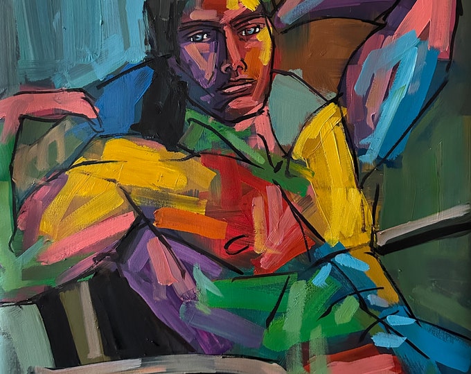 Male Nude, Naked Man, Nude Oil Painting, Gay Painting, Abstract Male