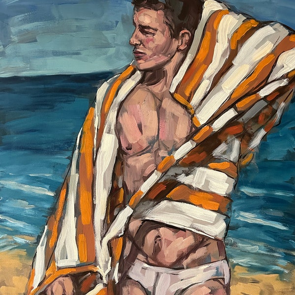 Male Nude Beach Painting - Etsy UK