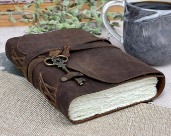 Genuine Leather Journal, Personalized Journal, Sketchbook, Leather Notebook, Travel Book Handmade Deckle Edge Paper, Gift for Mom