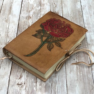 Embossed Leather Journal - 7x5 Vintage Leather Notebook - Leather Journal for Women Girl - Leather Diary- Leather Sketchbook - Travel Book