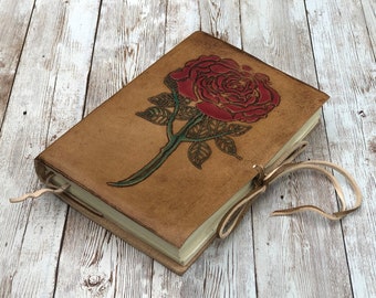 Embossed Leather Journal - 7x5 Vintage Leather Notebook - Leather Journal for Women Girl - Leather Diary- Leather Sketchbook - Travel Book