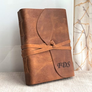 Diario in pelle vintage personalizzato, quaderno in pelle, diario di viaggio, carta con bordo frastagliato fatta a mano, regalo per la mamma, regali di compleanno