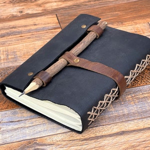 Genuine Leather Journal - Leather Sketchbook - Handmade Leather Bound Daily Notepads - 7x5 Writing Notebook - Travel Dairy