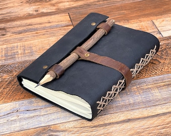 Genuine Leather Journal - Leather Sketchbook - Handmade Leather Bound Daily Notepads - 7x5 Writing Notebook - Travel Dairy