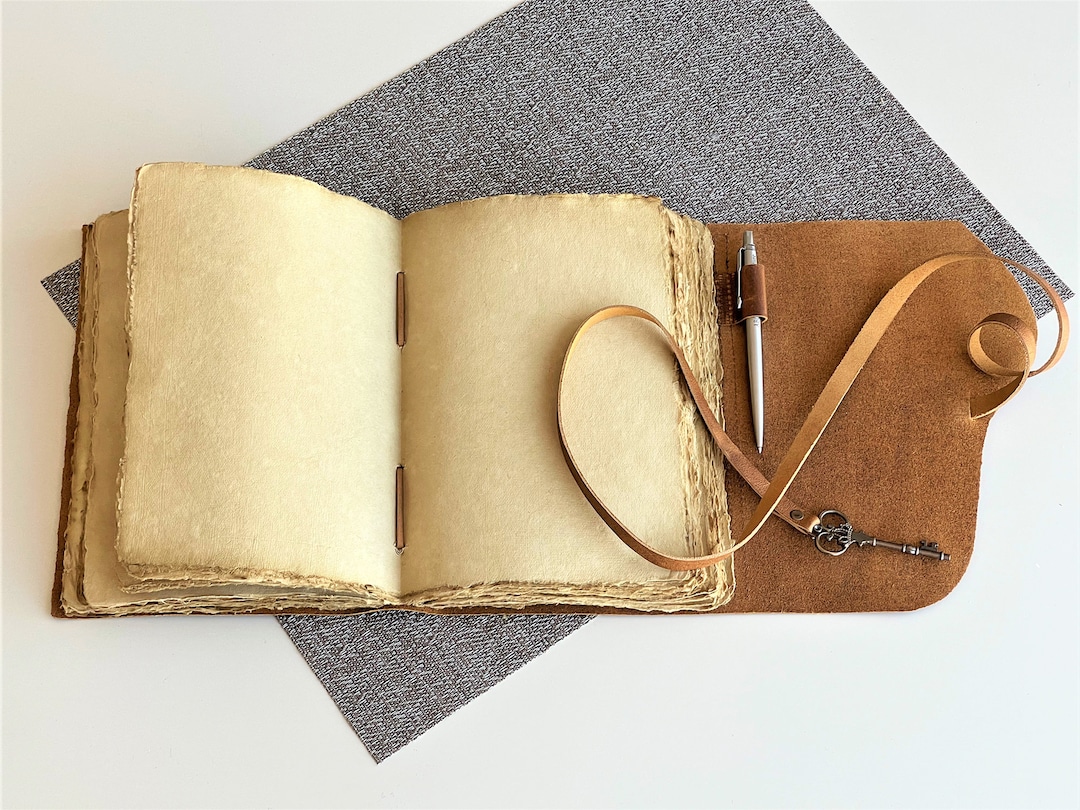 Personalized Leather Journal With Pen Holder, Handmade Leather Notebook