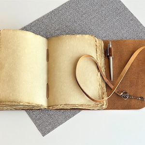Antique Leather Journal, Brown, A6, - Deckle Edges Watercolor
