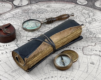 Handmade Scroll Travel Leather Journal, 9x6 Travel Diary Notebook, Birthday Gifts, Perfect Gift for Writers or Poets, Anniversary Gift